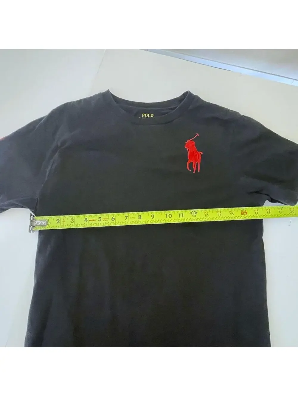 Ralph Lauren Polo Black T-Shirt Red Big Pony Logo Boys Size Large 12-14